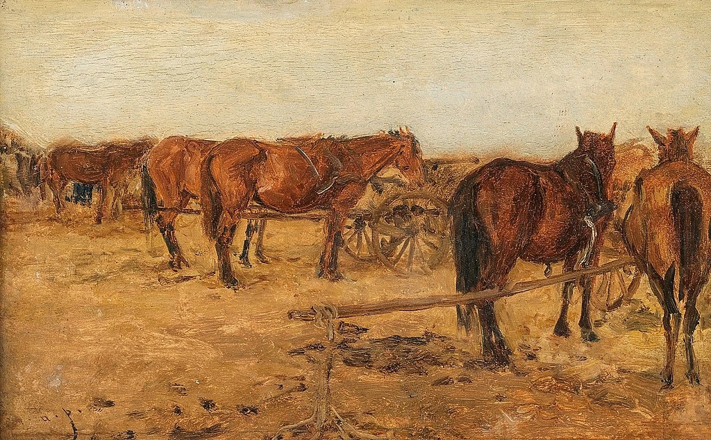 Cavalli e carrozze senza finimenti